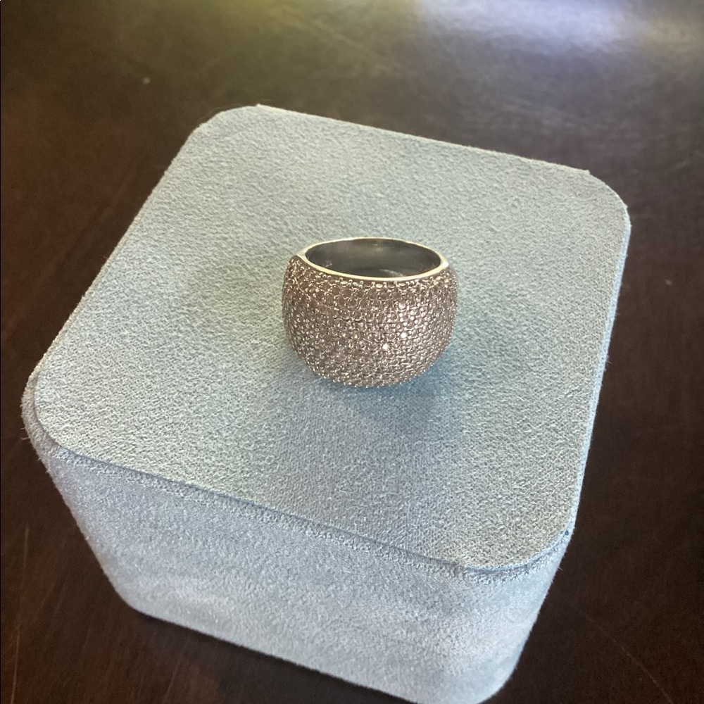 Sterling Silver Diamond Dome Ring 7